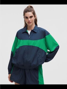 lululemon Nylon Colourblock Collared Jacket - Navy & Green